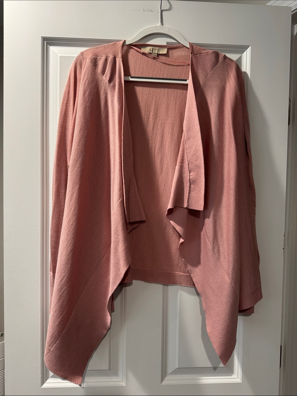 LOFT Rose Pink Draped Open-Front Cardigan